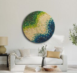 Tropical Coast Theme 3D Wooden Mosaic Wall Art - Turquoise Beach House Decor