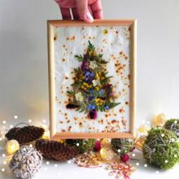 Christmas Tree Wall Art Framed Gift, Real Botanical Kids Room Decor Hygge - thumbnail 3