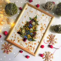 Christmas Tree Wall Art Framed Gift, Real Botanical Kids Room Decor Hygge - thumbnail 1