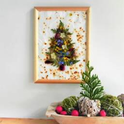 Christmas Tree Wall Art Framed Gift, Real Botanical Kids Room Decor Hygge - thumbnail 2