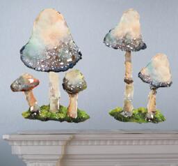 Mushroom Wall Decal, Watercolor Fabric Sticker - Not Vinyl, Woodland Nursery, PVC Free, Forest, Sticker Nature - thumbnail 1