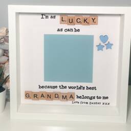 Lucky As Can Be Grandma Scrabble Art Photo Frame Handmade - thumbnail 3