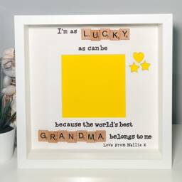 Lucky As Can Be Grandma Scrabble Art Photo Frame Handmade - thumbnail 2