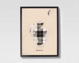 Clan Erskine Black & White Scottish Tartan Map - Of Scotland Family Wall Decor, Box Canvas From - thumbnail 1