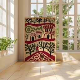 Palestine Poster, Middle East Palestinian Folk Art Print, Olive Tree Wall Art, Rural Village Decor, Cultural Posters & Prints - thumbnail 3