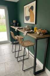 Rustic Breakfast Bar - Various Depths Black Steel Box Legs Kiln Dried Wood Home Drinks Dining Table - thumbnail 1