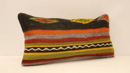 Home Decor Pillow, Bohemian Kilim Cushion, 10x20 Anatolian Coastal Tribal Nomadic Pillow Cover, 4Yef-307 - thumbnail 1