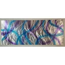 Abstract Metal Wall Art, Silver Teal Purple. Confusion - thumbnail 3