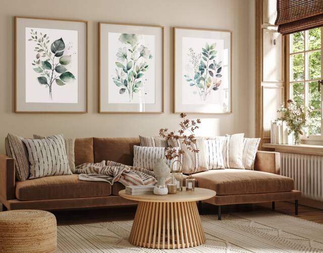 Watercolor Botanical Prints Set Of 3, Eucalyptus Wall Art, Prints, Bedroom Art, Flower Art 3 Prints, Home Decor, Greenery - image 1