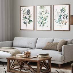 Watercolor Botanical Prints Set Of 3, Eucalyptus Wall Art, Prints, Bedroom Art, Flower Art 3 Prints, Home Decor, Greenery - thumbnail 2