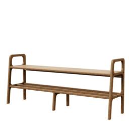 Long Entryway Bench, Handmade Mid Century Shoe Storage, Wood Shoe Entryway Storage Teak Bench - thumbnail 4