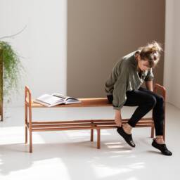 Long Entryway Bench, Handmade Mid Century Shoe Storage, Wood Shoe Entryway Storage Teak Bench