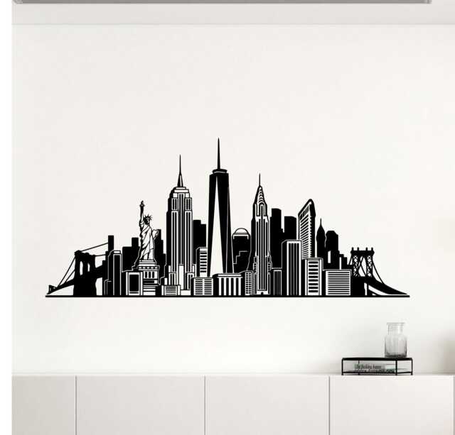 New York Skyline Wall Decal Poster Sign Gift Home Bedroom Vinyl Sticker Decor Art Print 9-54 - image 1