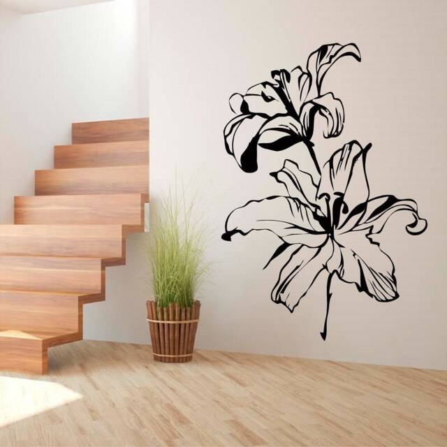 Gorgeous Open Lilies Vinyl Wall Art, Decal, Sticker, Transfer, Mural, Decor, Rent Friendly, Interior, Exterior, Full Removable, - 0422 - image 1