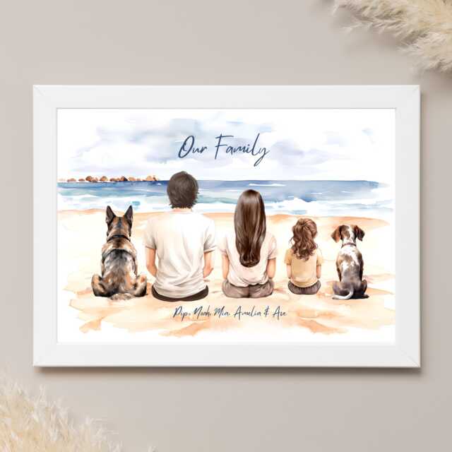 Personalised Family Print, Gift Ideas, Dog Portrait, Our Housewarming Gift, New Home For Mum Birthday - image 1