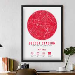 Walsall Fc Bescot Stadium Minimalist Map Prints & Frames - The Saddlers F.c. Memorabilia Gift Decor Dad Granddad Uncle Brother Football - thumbnail 3