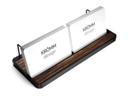 Macassar Ebony Wood Business Card Holder, Aluminum Display - thumbnail 1