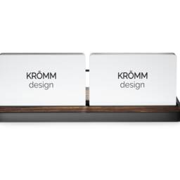 Macassar Ebony Wood Business Card Holder, Aluminum Display - thumbnail 2