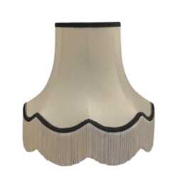 Cream Dupion Fabric Lampshades Scalloped Fringe, Multiple Braids, Handmade UK Lighting - thumbnail 2