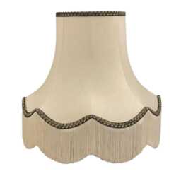 Cream Dupion Fabric Lampshades Scalloped Fringe, Multiple Braids, Handmade UK Lighting - thumbnail 3