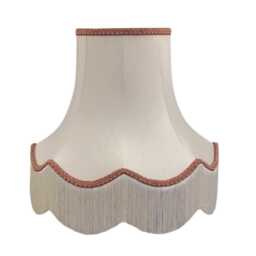 Cream Dupion Fabric Lampshades Scalloped Fringe, Multiple Braids, Handmade UK Lighting - thumbnail 4