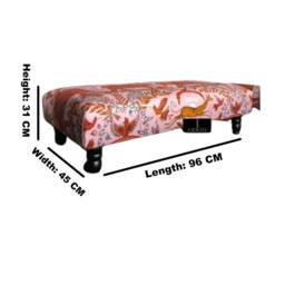 Printed Multicolour Fabric Bespoke Ottoman Footstool Coffee Table in Plush/Soft Velvet - thumbnail 4