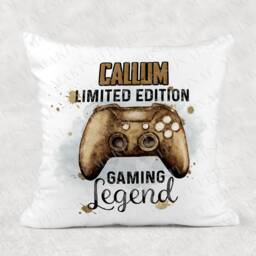 Personalised Gaming Legend Cushion - Gold Controller Gamer Name Boys Birthday Game Room Gift - thumbnail 4