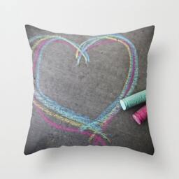 Chalk Pillow - Children's Case Drawing Heart 16x16 18x18 20x20 Cover - thumbnail 1
