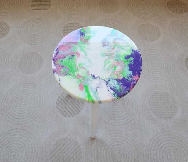 Handmade Colorful Resin Side Table Eclectic Modern Art Coffee Table - image 1