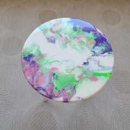 Handmade Colorful Resin Side Table Eclectic Modern Art Coffee Table - thumbnail 3