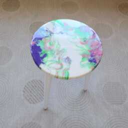 Handmade Colorful Resin Side Table Eclectic Modern Art Coffee Table - thumbnail 4