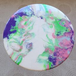 Handmade Colorful Resin Side Table Eclectic Modern Art Coffee Table - thumbnail 2
