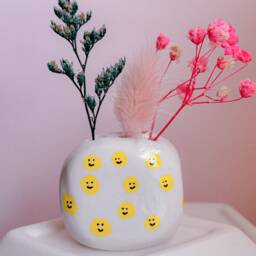 Smiley Face Tiny Vase/Mini Decorative Things With Happy Face Be Happy Gift Funky Home Decor Kawaii Style Modern - thumbnail 2
