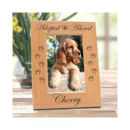 Adopted Adored Dog Frame Personalized Photo Engraved Wooden Picture Display Custom Puppy Adoption Celebration Pet Parent Present - thumbnail 2
