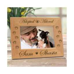 Adopted Adored Dog Frame Personalized Photo Engraved Wooden Picture Display Custom Puppy Adoption Celebration Pet Parent Present - thumbnail 1