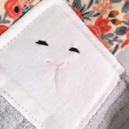 Crinkle Ears Bunny Lovey - Rifle Paper Co's Peach Rosa Floral with Grey Chenille - thumbnail 2