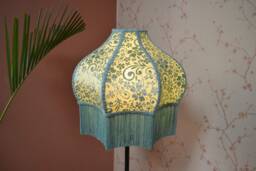 Turquoise Velvet Lampshade Handmade Empire Shade With Fringe