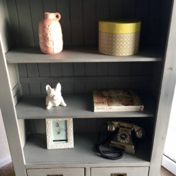 Sold Contact For Custom Orders Shabby Chic Distressed Solid Hard Wood Bookcase, Winter Grey, Large, Tall, 2 Draws Storage - thumbnail 3