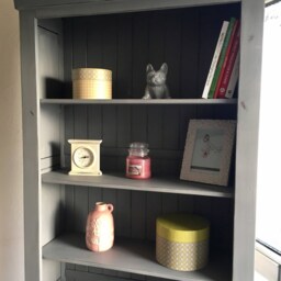 Sold Contact For Custom Orders Shabby Chic Distressed Solid Hard Wood Bookcase, Winter Grey, Large, Tall, 2 Draws Storage - thumbnail 2