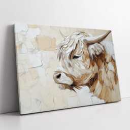 Highland Scottish Cow Painting Abstract Modern Wall Art, Framed Canvas Poster Print, Home/Office Room Decor, Gifts - thumbnail 2