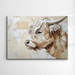 Highland Scottish Cow Painting Abstract Modern Wall Art, Framed Canvas Poster Print, Home/Office Room Decor, Gifts - thumbnail 3