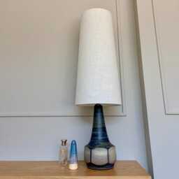 Handmade Mid-Century Linen Lampshade - Tapered Table Lamp Shade Milk Colour Modern Home Lighting