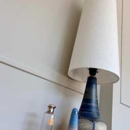 Handmade Mid-Century Linen Lampshade - Tapered Table Lamp Shade Milk Colour Modern Home Lighting - thumbnail 4