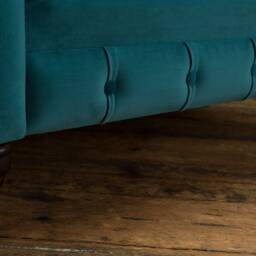 British Handmade Teal Blue Velvet Chesterfield Snuggle Armchair - thumbnail 4