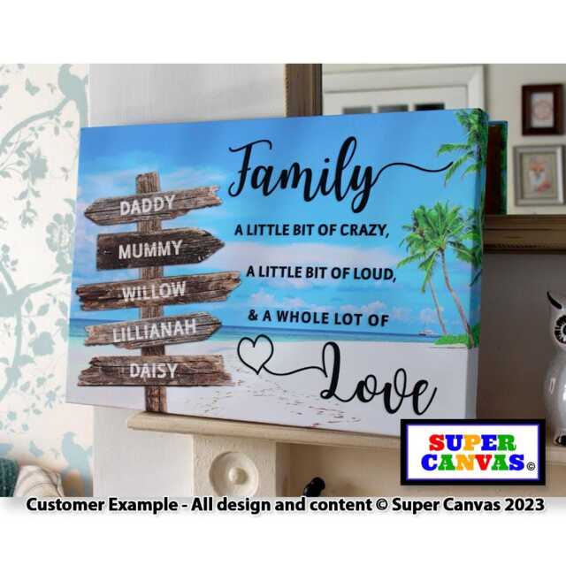 Family Street Sign Post Custom Personalised Names Signpost Picture Framed Canvas Print Mum Dad Friend Wife Mothers Day Birthday Gift - image 1