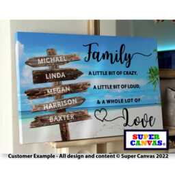 Family Street Sign Post Custom Personalised Names Signpost Picture Framed Canvas Print Mum Dad Friend Wife Mothers Day Birthday Gift - thumbnail 3