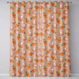 Cute Kawaii Bunny With Carrot Donut Seamless Pattern Peach Background Readymade Eyelet Ring Top Thermal 100% Blackout Curtains - thumbnail 2