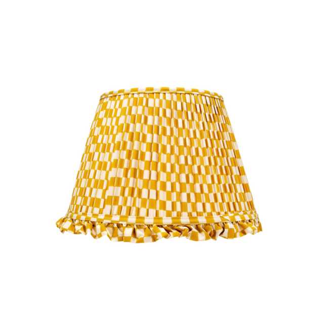 Mustard Yellow Checked Lampshade With Frill - image 1