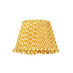 Mustard Yellow Checked Lampshade With Frill - thumbnail 1