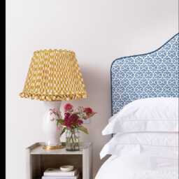 Mustard Yellow Checked Lampshade With Frill - thumbnail 2